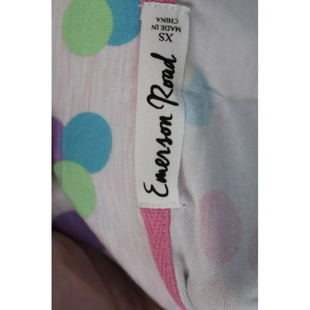 Emerson Road Womens Polka Dot Button Up Sleepwear Top + Shorts Set Pink Size XS